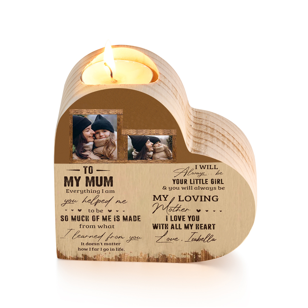 To My Mum - Customised Wooden Heart Candle Holder Candlesticks "I love you with all my heart" Gifts For Mother-Jessemade AU