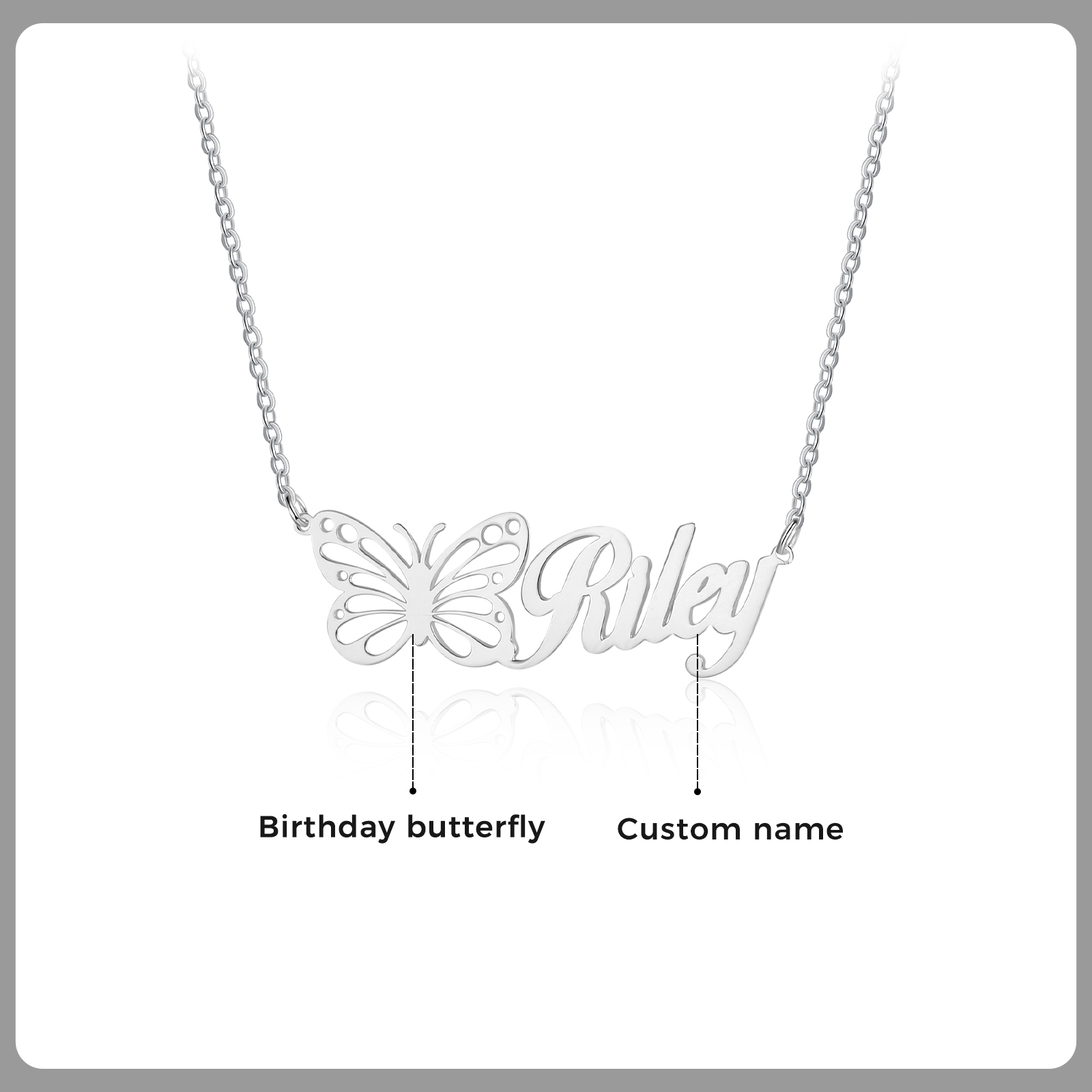 Personalised Birth Month Butterfly Name Necklace Classic Jewelry Gift For Her-Jessemade AU
