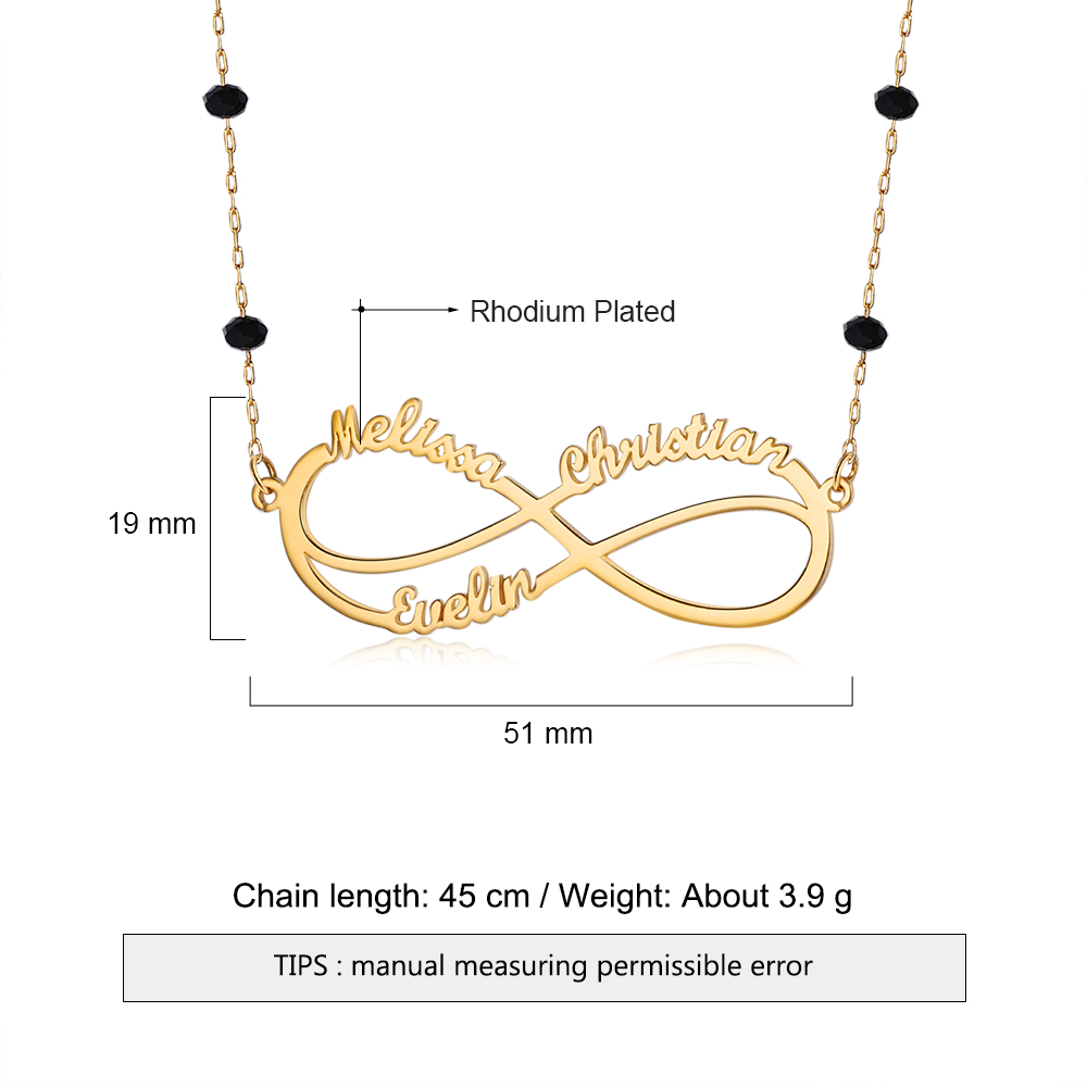 Personalised Infinity Necklace Custom 3 Names Necklace Gift For Women-Jessemade AU