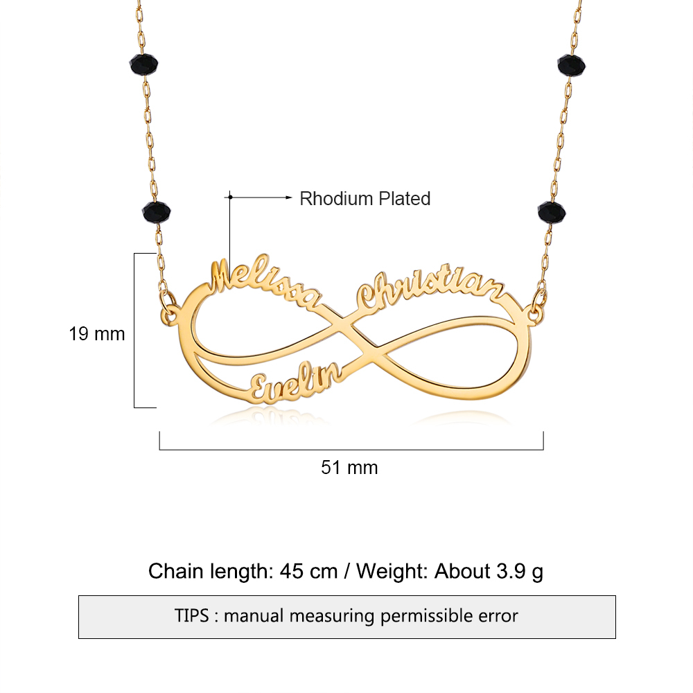 Personalised Infinity Necklace Custom 3 Names Necklace Gift For Women-Jessemade AU