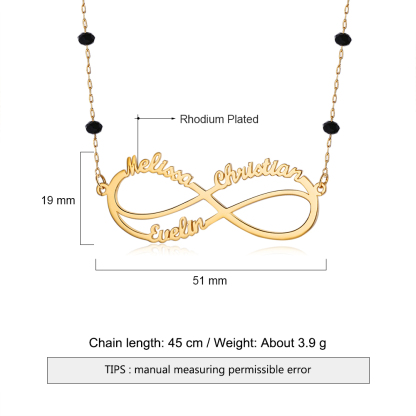 Personalised Infinity Necklace Custom 3 Names Necklace Gift For Women-Jessemade AU
