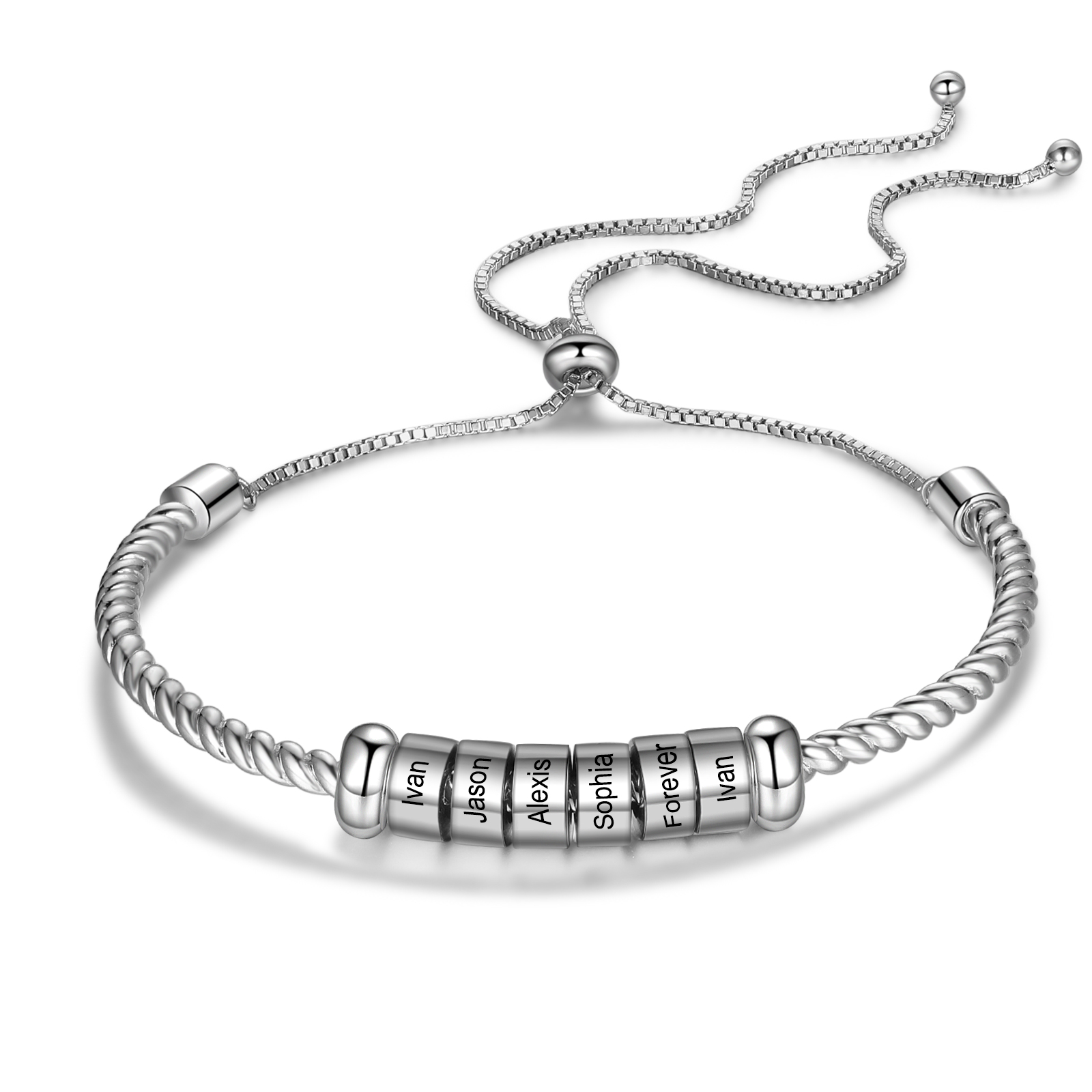 Personalised 6 Names Women's Bracelet With Beads-Jessemade AU