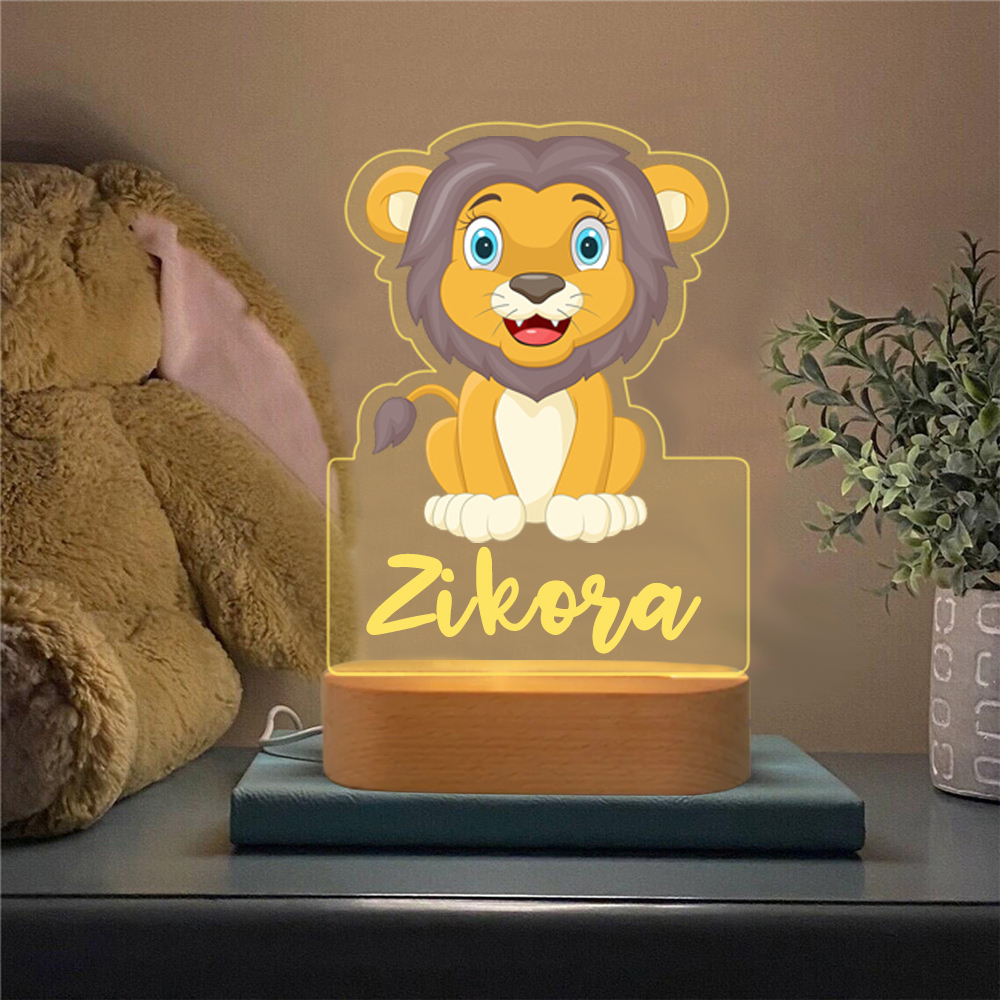 Custom Name Animal Lion Night Light LED Lamp Gifts For Kids-Jessemade AU