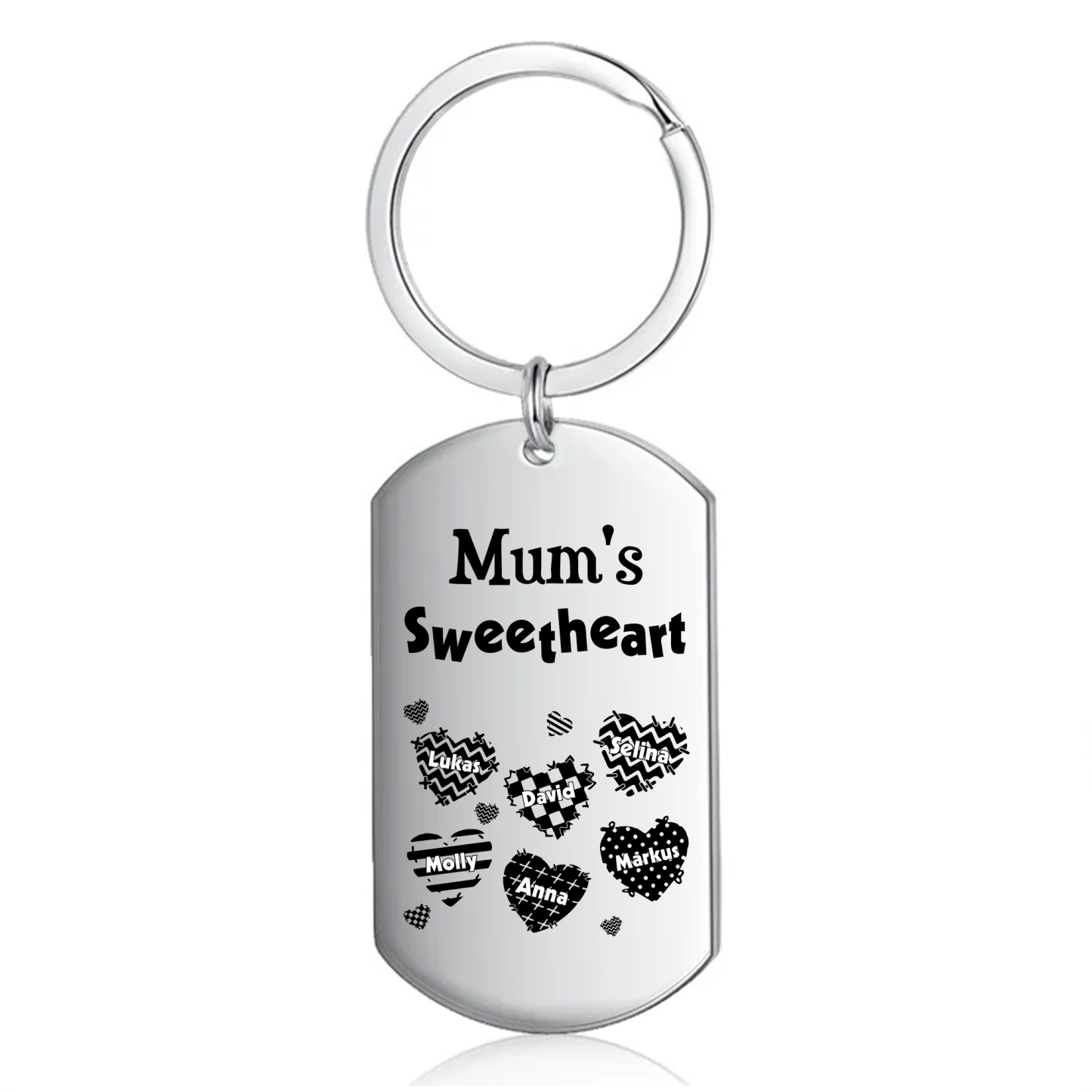 Personalised 6 Names Keychain Hearts Family Keychain Mother's Day Gift - Mum's Sweetheart-Jessemade AU