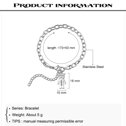 Personalised 1 Kid Charm Bracelet Engraved Names Gift For Mother-Jessemade AU