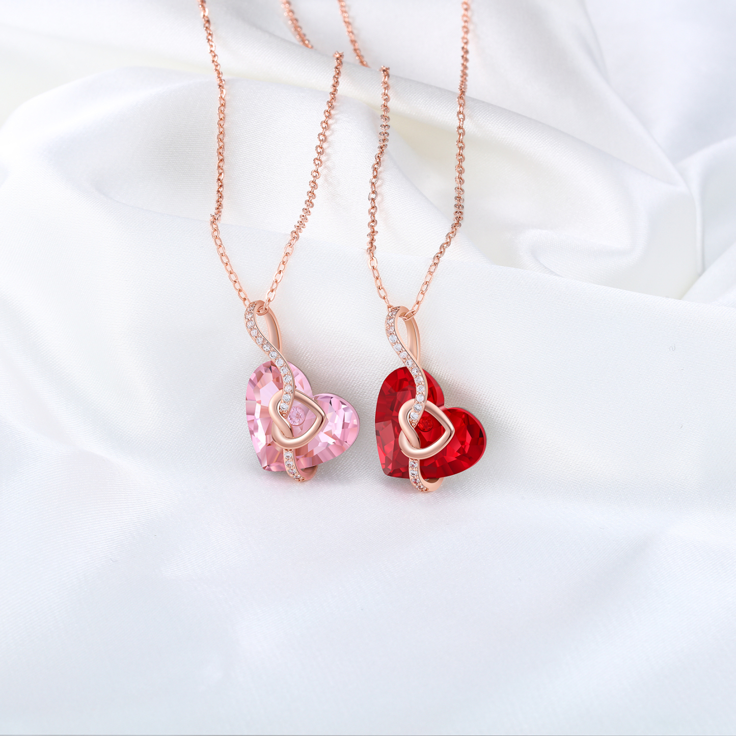 Heart-shaped Crystal Necklace Birthstone Necklace Gifts For Her-Jessemade AU