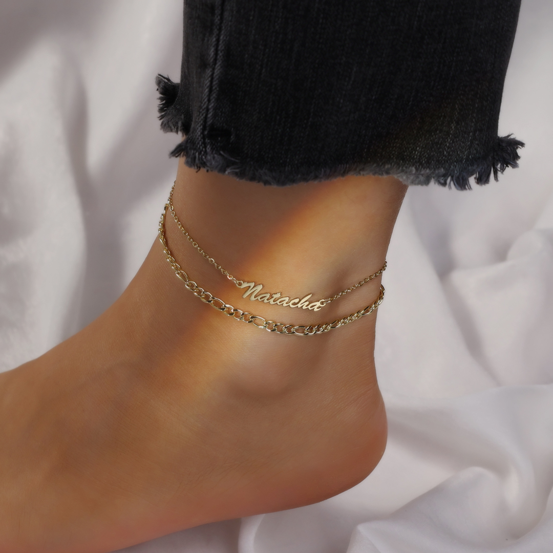 Double Stranded-Personalised Name Anklet For Her-Jessemade AU