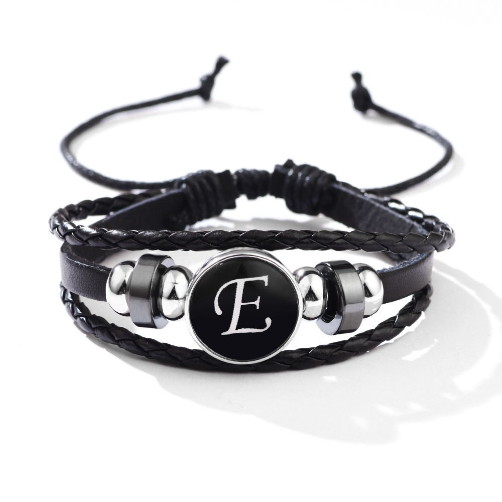 26 Letter Leather Braided Bracelets A-Z Initial Alphabet Beaded Bracelet Gifts for Women Men-Jessemade AU