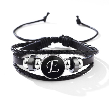 26 Letter Leather Braided Bracelets A-Z Initial Alphabet Beaded Bracelet Gifts for Women Men-Jessemade AU