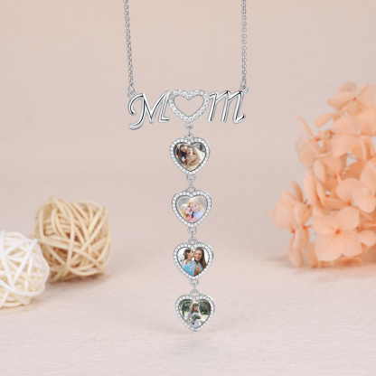 Mother's Day Gifts Personalised Mom Necklace Custom 4 Photos Heart Necklace for Mom-Jessemade AU