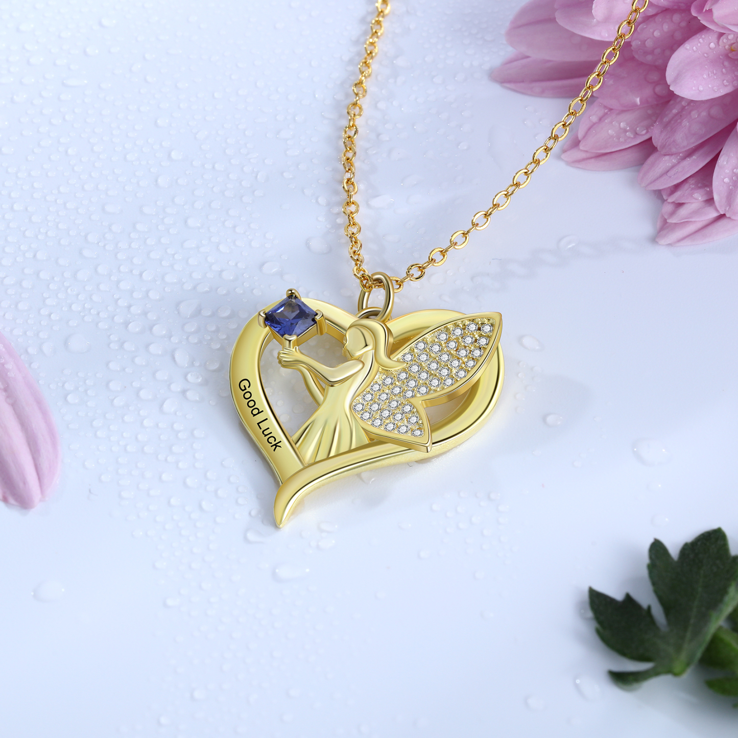 Personalised Heart Elf  Necklace With Birthstone Custom Text Gifts For Her-Jessemade AU