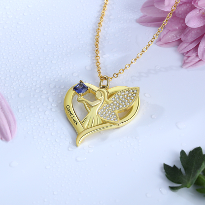 Personalised Heart Elf  Necklace With Birthstone Custom Text Gifts For Her-Jessemade AU