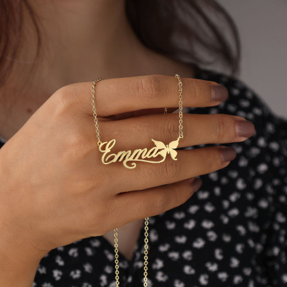 Personalised Butterfly Necklace Custom 1 Name Necklace Gift For Women-Jessemade AU