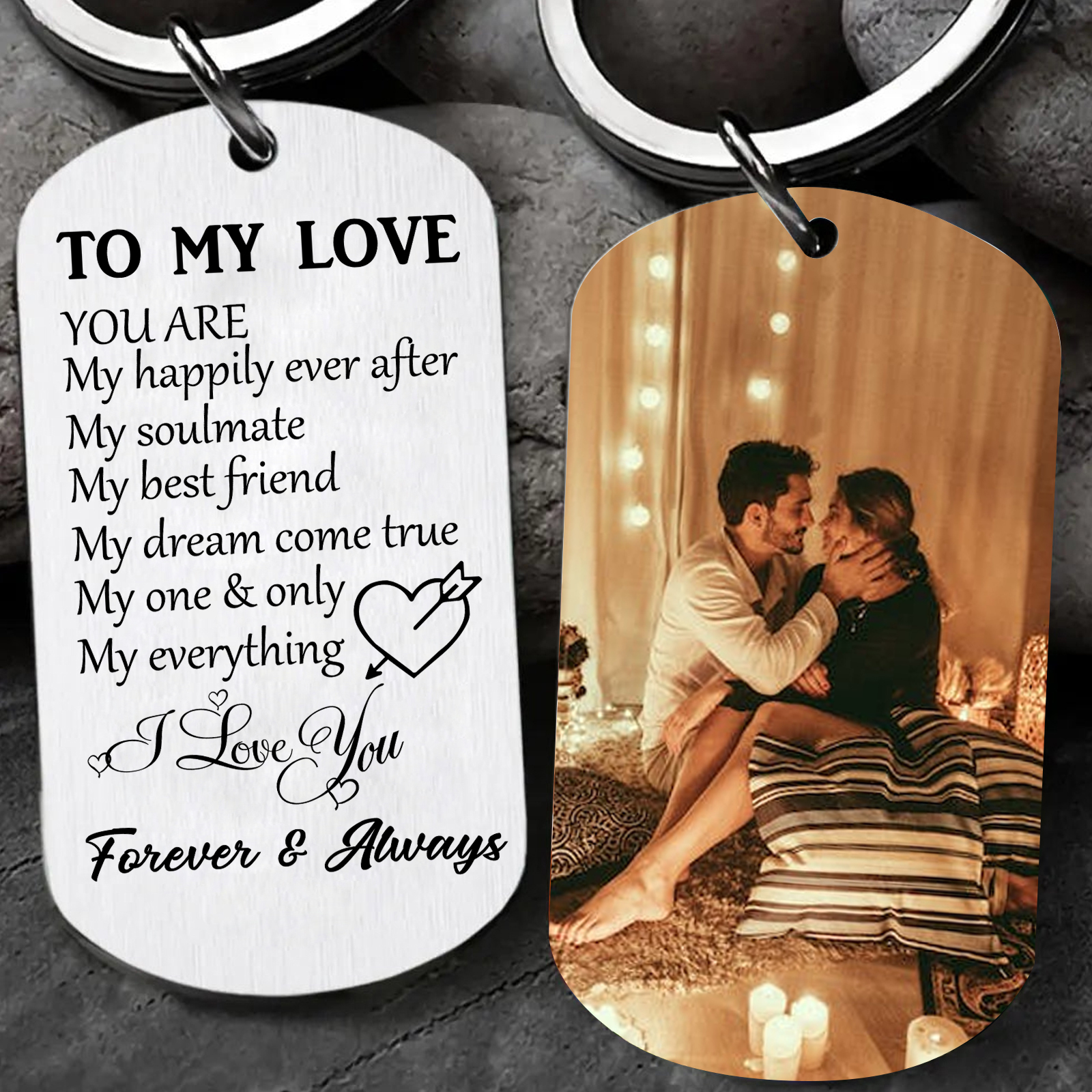 To My Love/Man Couple Keychain Customised Photo Stainless Steel Keyring Valentine's Day Gift for Couples-Jessemade AU
