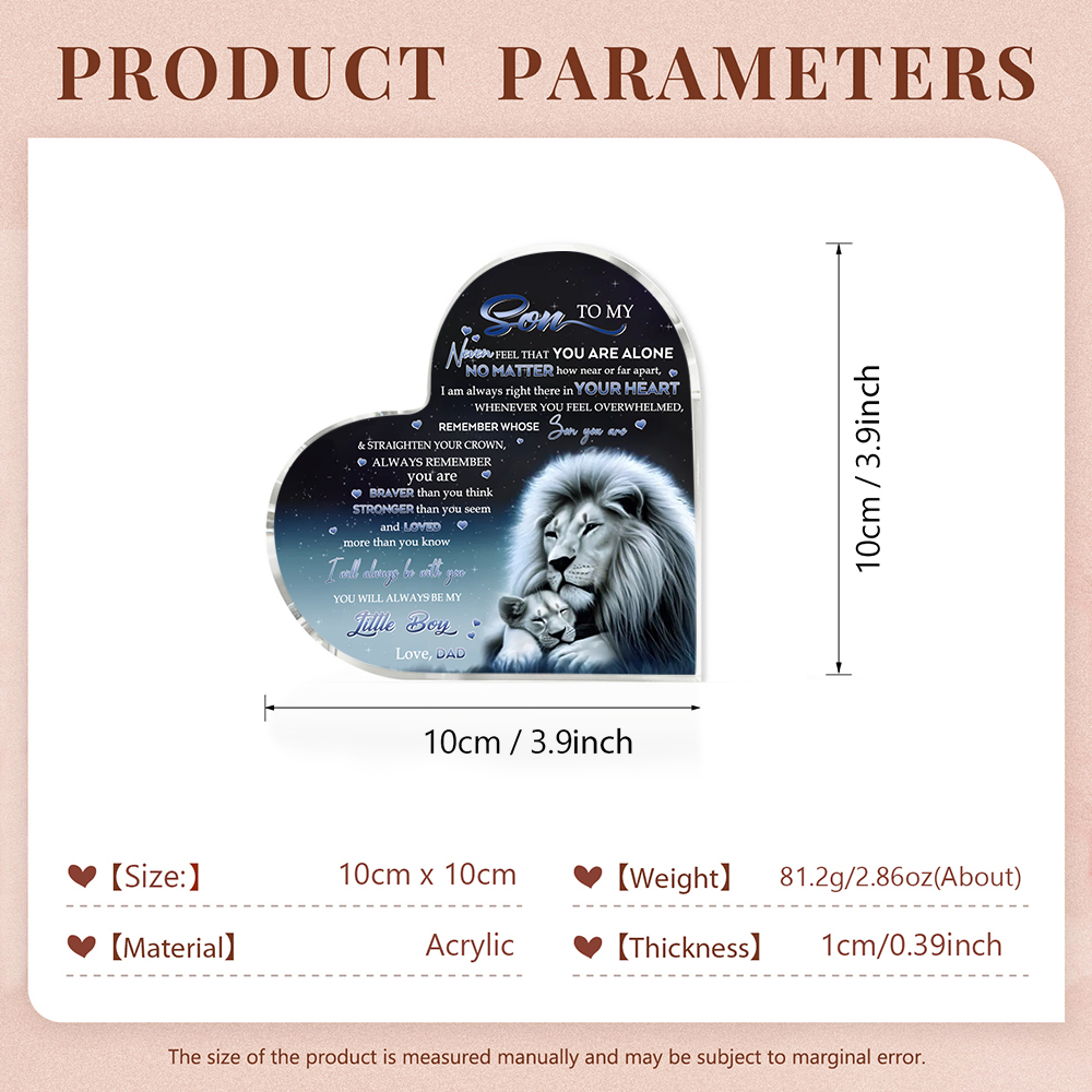 To My Son Acrylic Heart Keepsake Dad to Son Heart Ornament - You Will Always Be My Little Boy-Jessemade AU