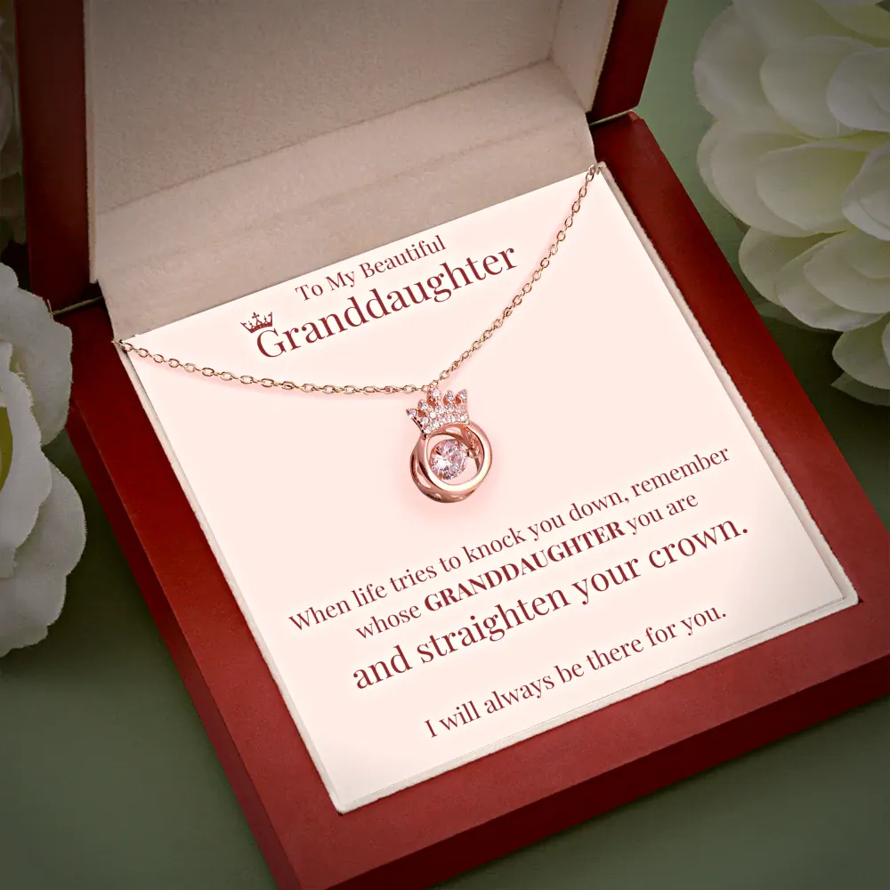 To My Beautiful Granddaughter Crown Necklace "I Will Always Be There for You"-Jessemade AU