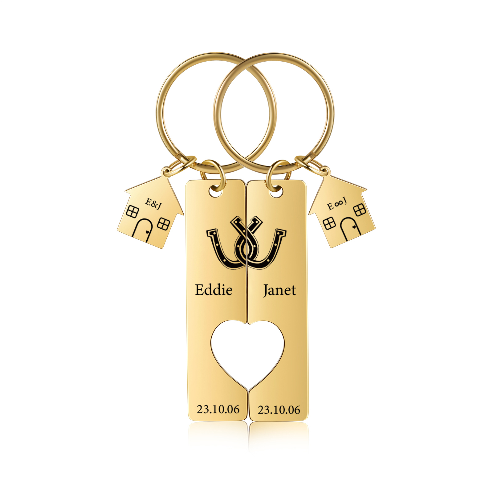 Personalised Couple Keychain Custom 2 Names & Letters & Dates Metal Keyring Heart Matching Keychains for Couples-Jessemade AU