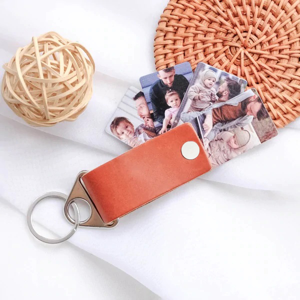 Personalised Photo Album Keychain Custom 2 Photos Leather Keychain for Lovers-Jessemade AU