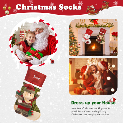 Personalised Christmas Stockings Ornaments Custom 1 Name Christmas Socks Gifts for Family Friends-Jessemade AU