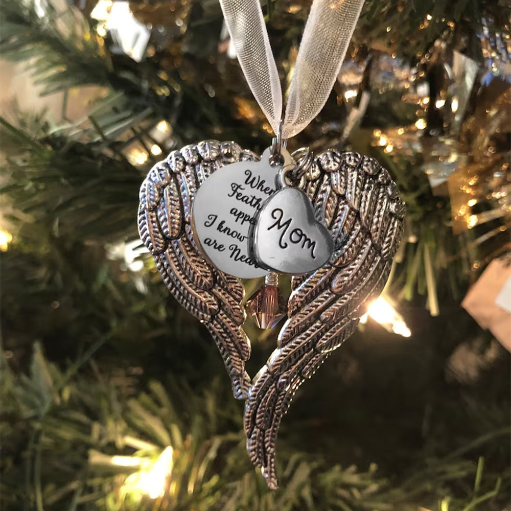 Angel Wings Memorial Ornament Christmas Ornament Keepsake Gift - When Feathers Appear, I Know You Are Near-Jessemade AU