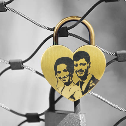 Personalised Heart Love Lock Custom Photo Padlocks Gifts For Couple-Jessemade AU