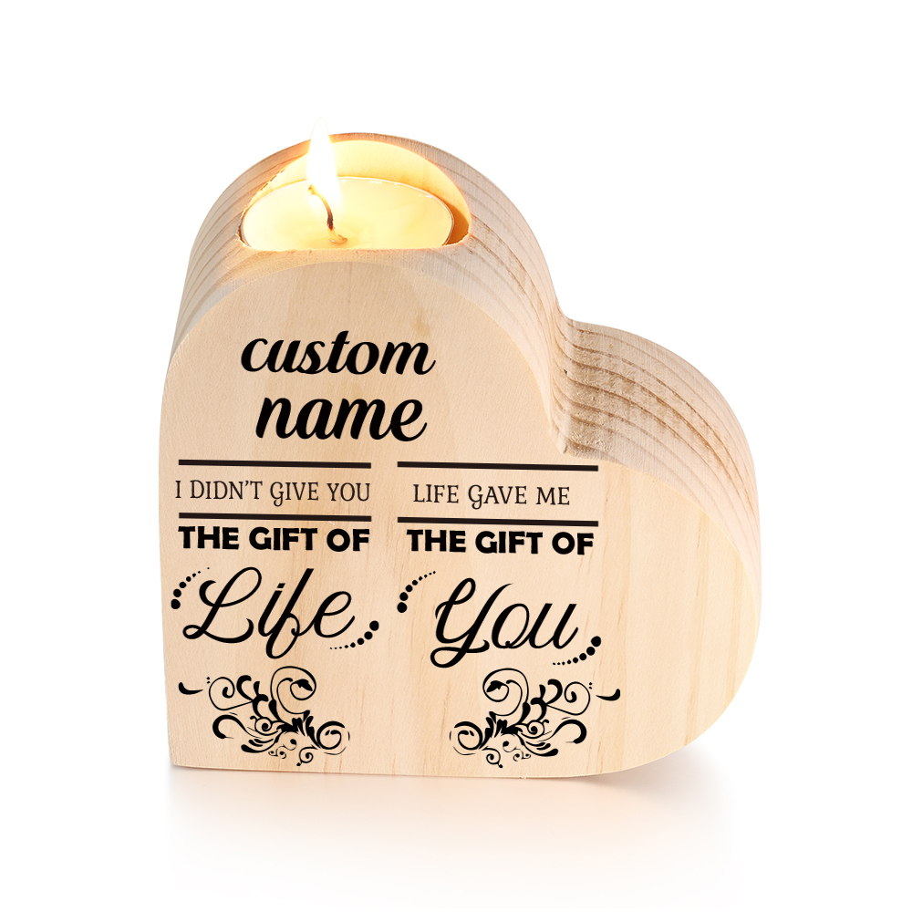 Personalised Wooden Heart Candle Holder "Life Gave Me The Gift of You"-Jessemade AU