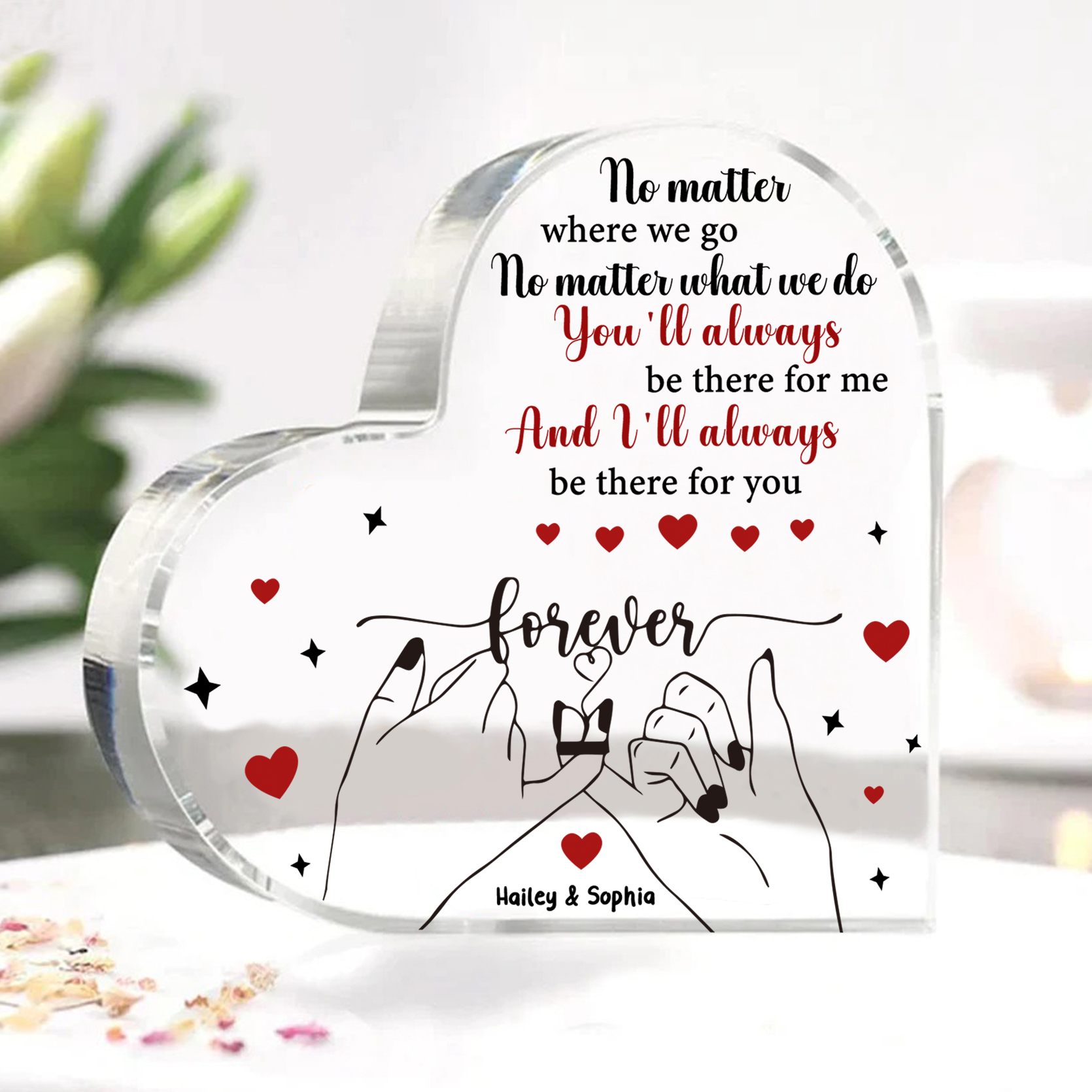Acrylic Heart Keepsake Custom 2 Names Ornament Valentine's Day Gift for Friends/Couples - I'll Always Be There For You-Jessemade AU