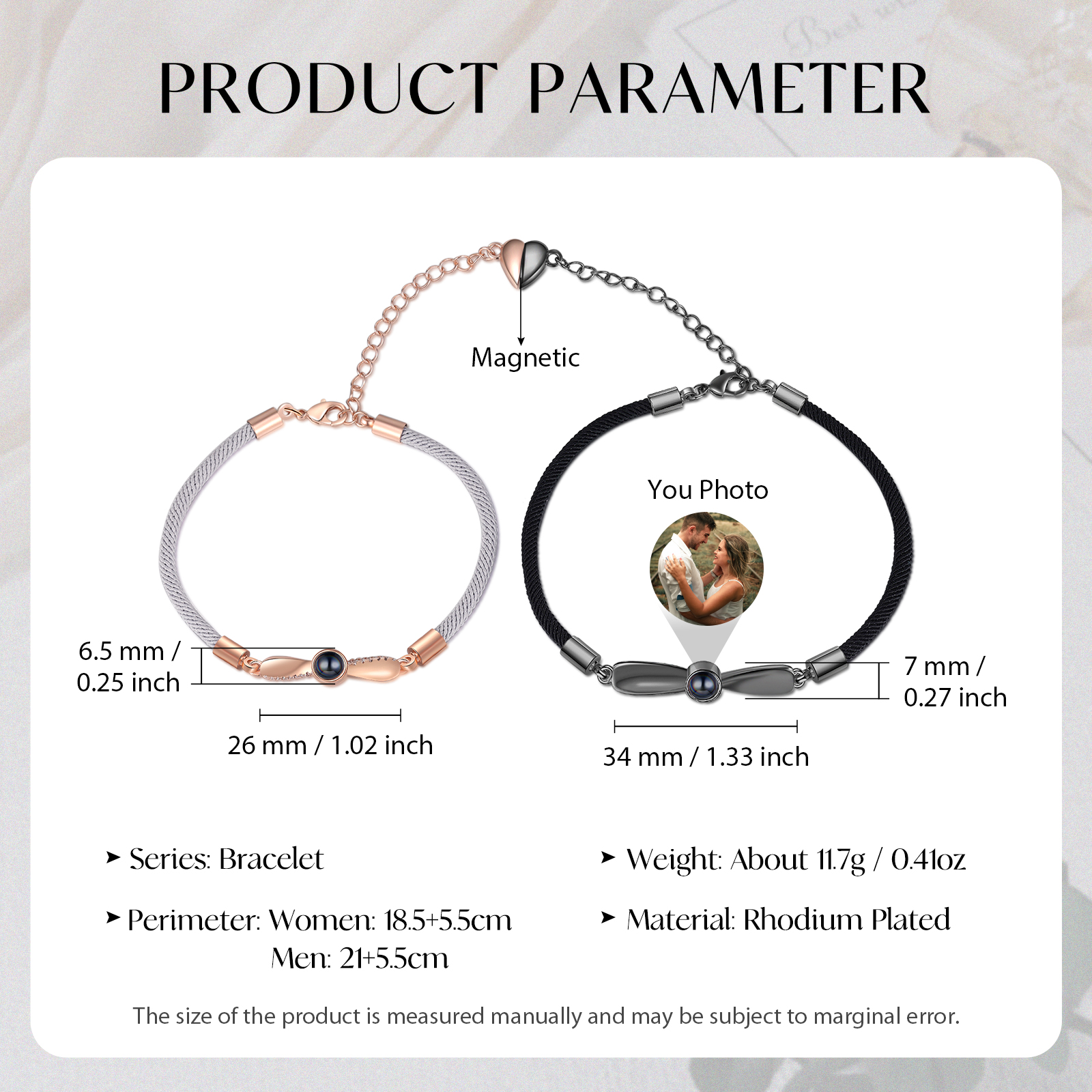 Personalised Magnetic Projection Bracelet Custom Photo Couple Bracelet Creative Gift for Her-Jessemade AU