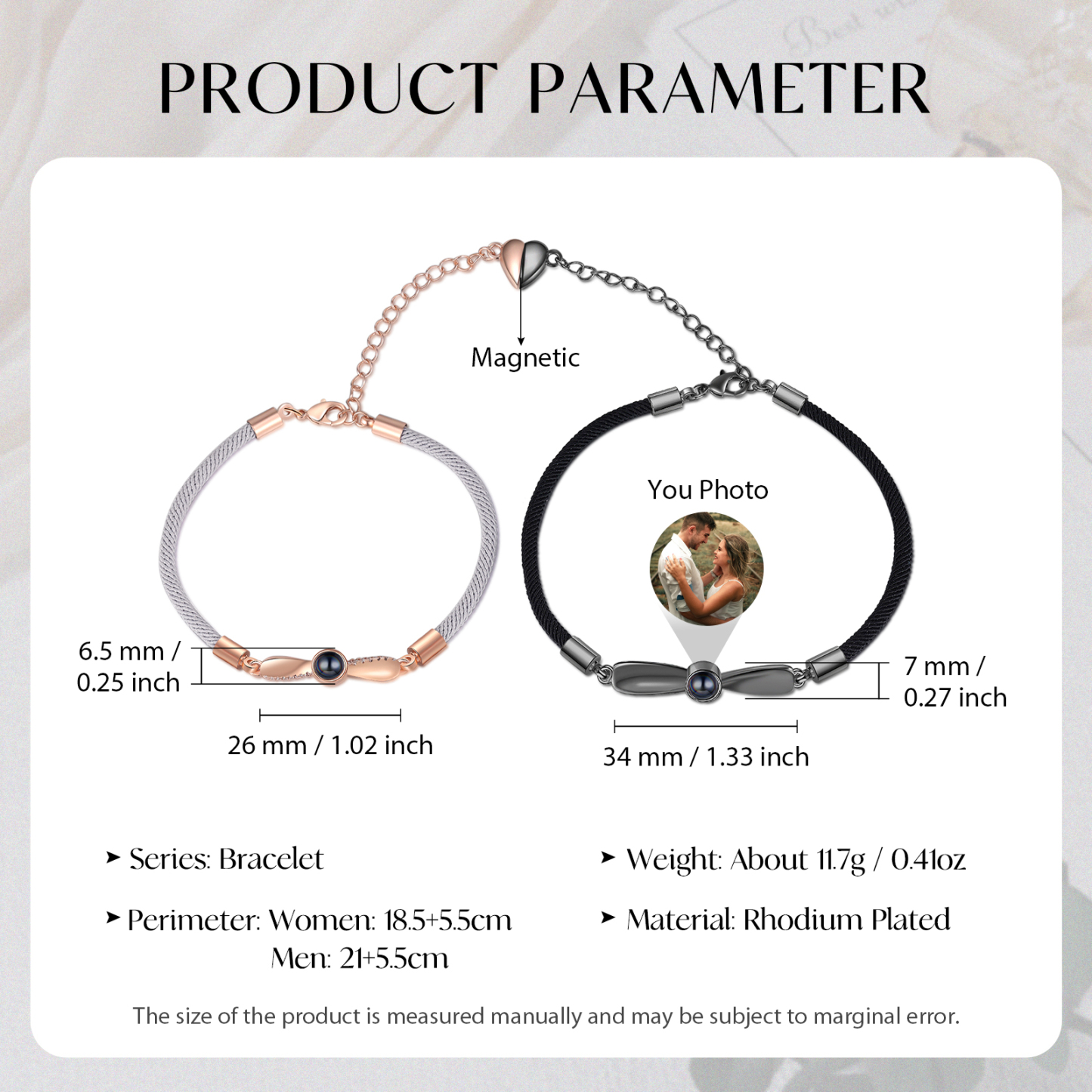 Personalised Magnetic Projection Bracelet Custom Photo Couple Bracelet Creative Gift for Her-Jessemade AU