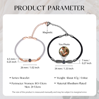 Personalised Magnetic Projection Bracelet Custom Photo Couple Bracelet Creative Gift for Her-Jessemade AU