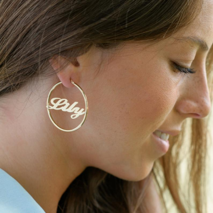 Personalised Name Hoop Earrings for Her-Jessemade AU