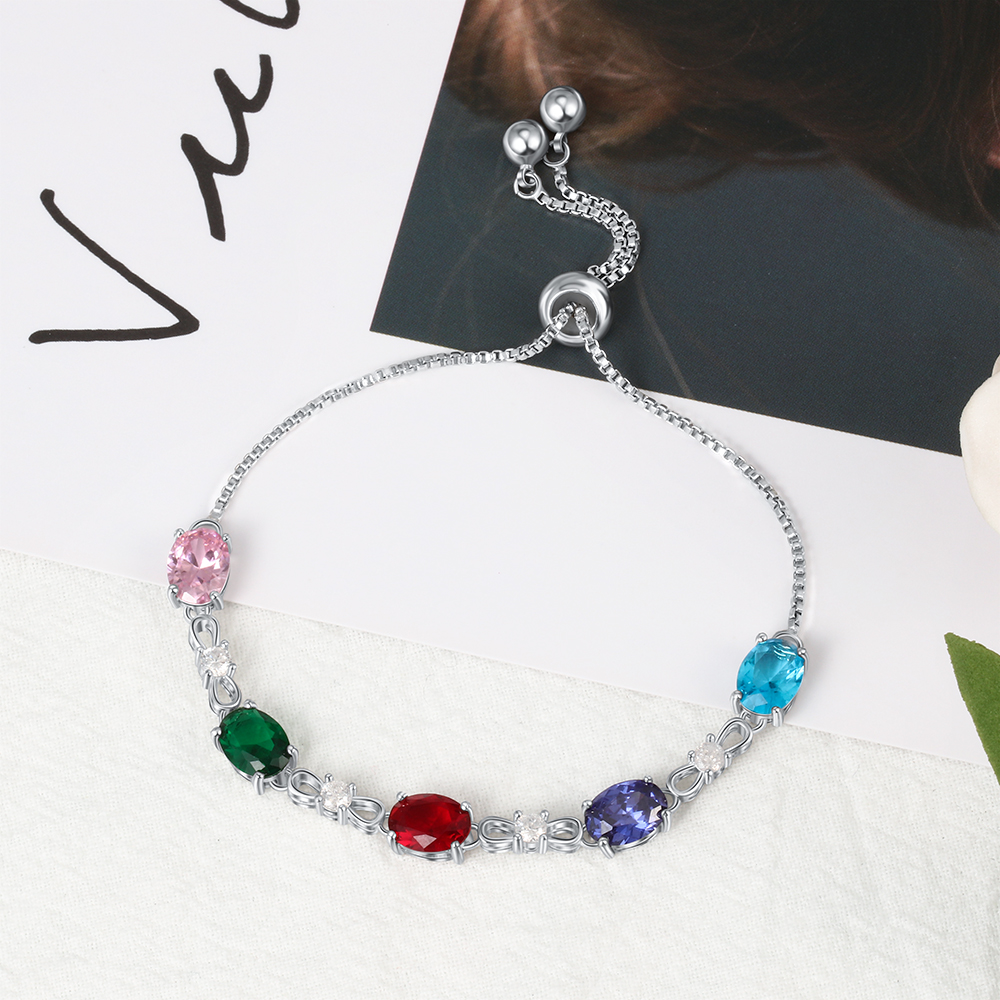 Personalised Bracelet With 5 Birthstones Gift For Her-Jessemade AU