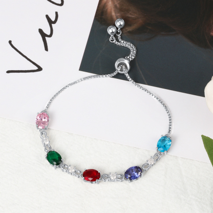 Personalised Bracelet With 5 Birthstones Gift For Her-Jessemade AU