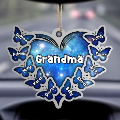 Multi Colors Personalised Acrylic Ornament Sparkling Heart Butterfly Ornament Customised Name Gift for Grandma Mother-Jessemade AU