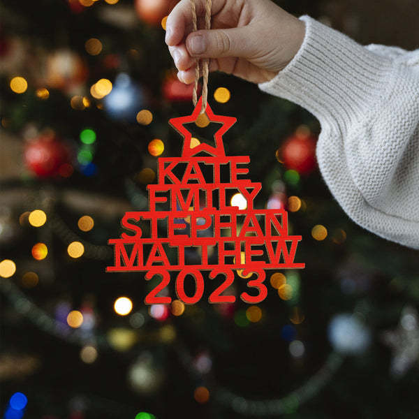 5 Names - Personalised Christmas Tree Ornaments Customised Name Xmas Wooden Decor Gifts for Family Friends-Jessemade AU