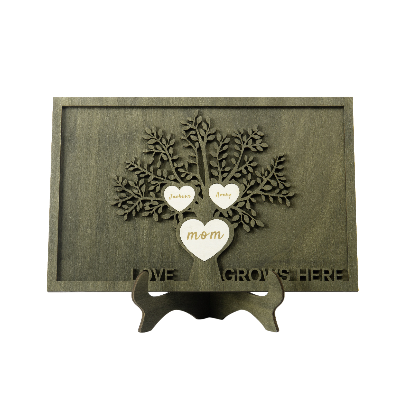 Family Tree Wood Frame Personalised Family Tree Sign Custom 3 Names Plaque-Jessemade AU