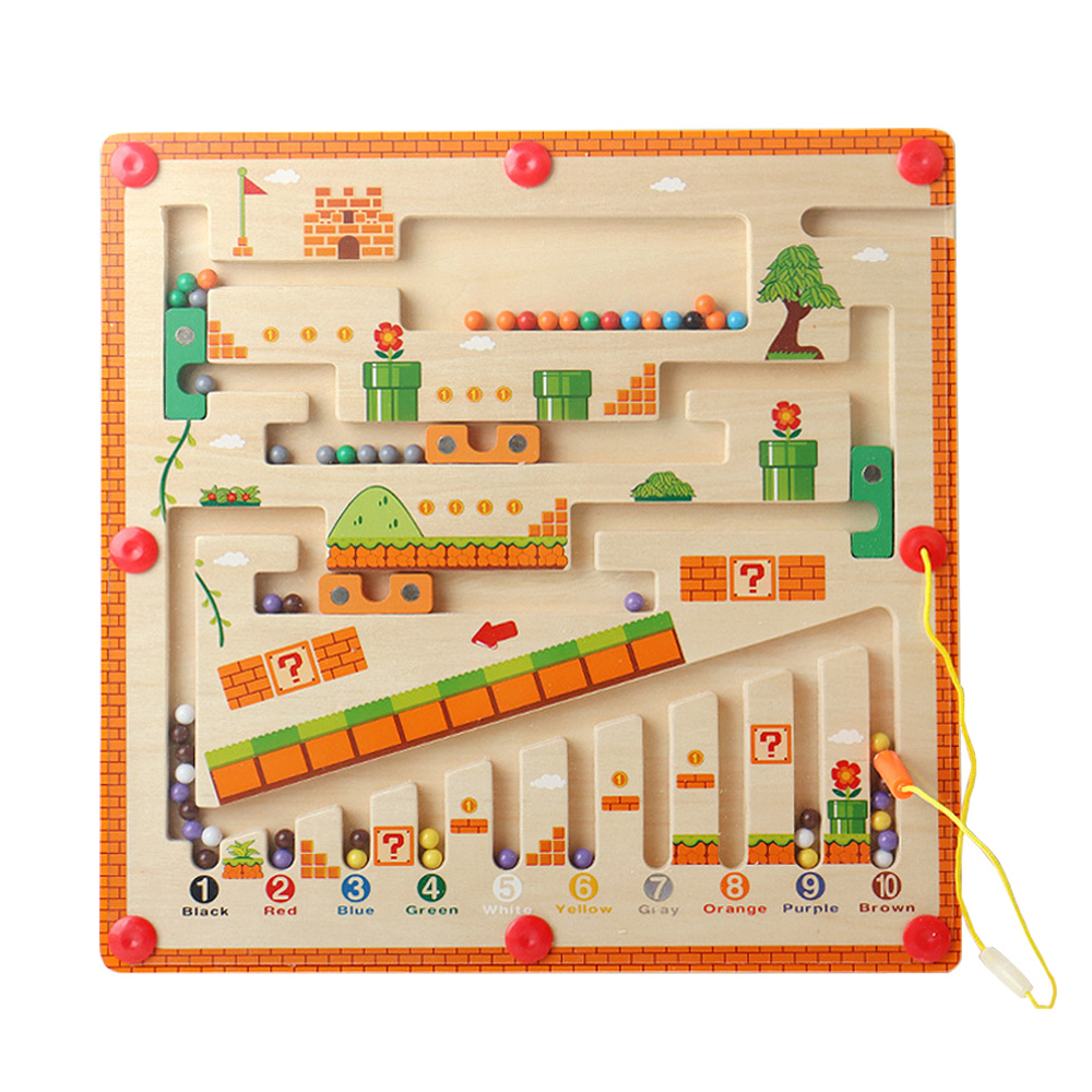Magnet Maze Toy Number & Colour Maze Game Educational Magnetic Labyrinth Toy Funny Wooden Gift for Kids-Jessemade AU