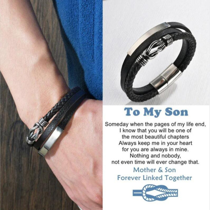 To My Son Infinity Knot Leather Bracelet "Forever Linked Together" Inspirational Gifts For Son-Jessemade AU