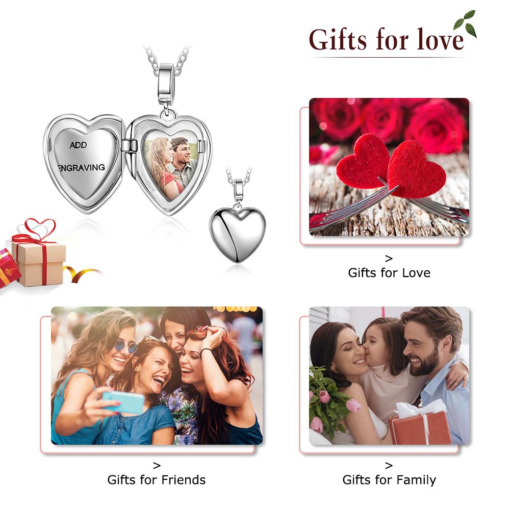Personalised Heart Photo Locket Necklace Custom Photo Necklace Gifts For Her-Jessemade AU