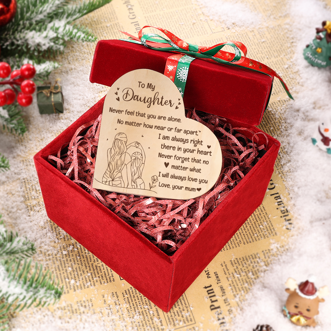 To My Daughter Heart Candle Holder "Never feel that you are alone" Wooden Candlestick-Jessemade AU