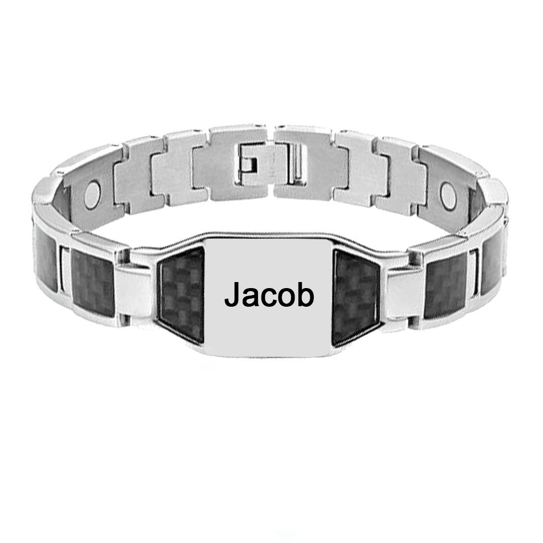 Personalised Carbon Fiber Energy Bracelet Custom Name Men's Bracelet Bangle Gifts For Him-Jessemade AU