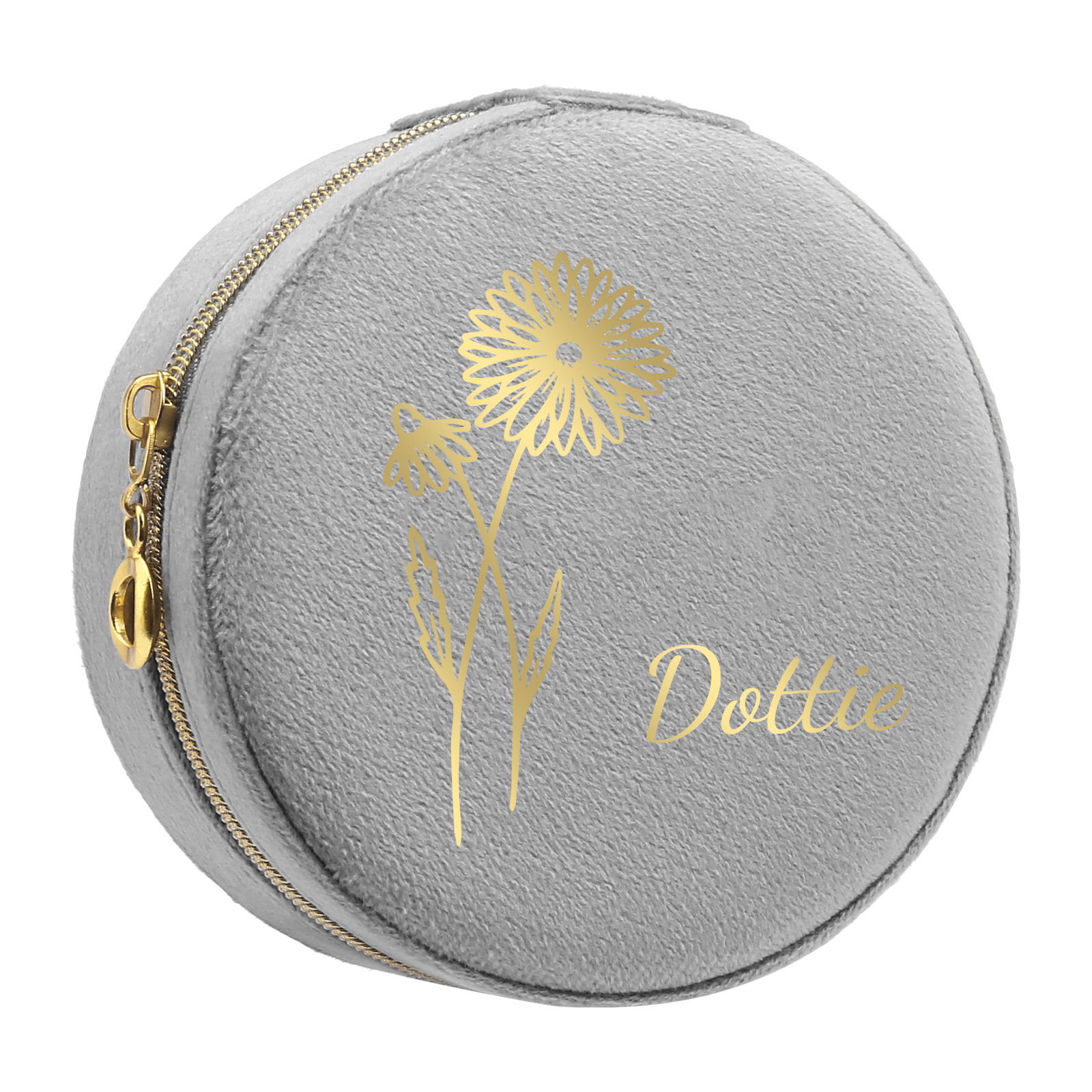 Personalised Name Jewelry Storage Box Custom Birth Flower Travel Jewelry Box Circle Box Gifts for Her-Jessemade AU