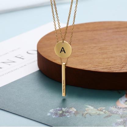 Personalised A-Z Letter Initial Vertical Bar Necklace-Jessemade AU