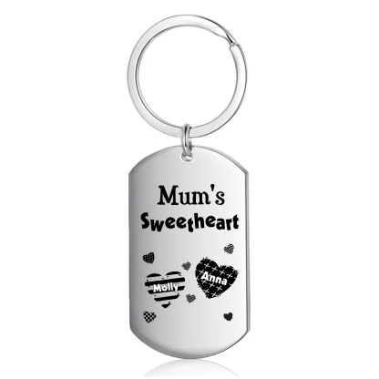 Personalised 2 Names Keychain Hearts Family Keychain Mother's Day Gift - Mum's Sweetheart-Jessemade AU