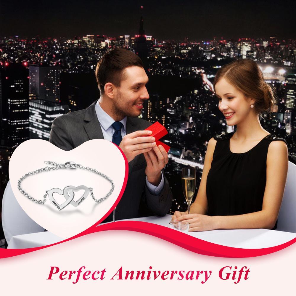 Custom Heart Bracelet With 2 Names Bracelet-Jessemade AU