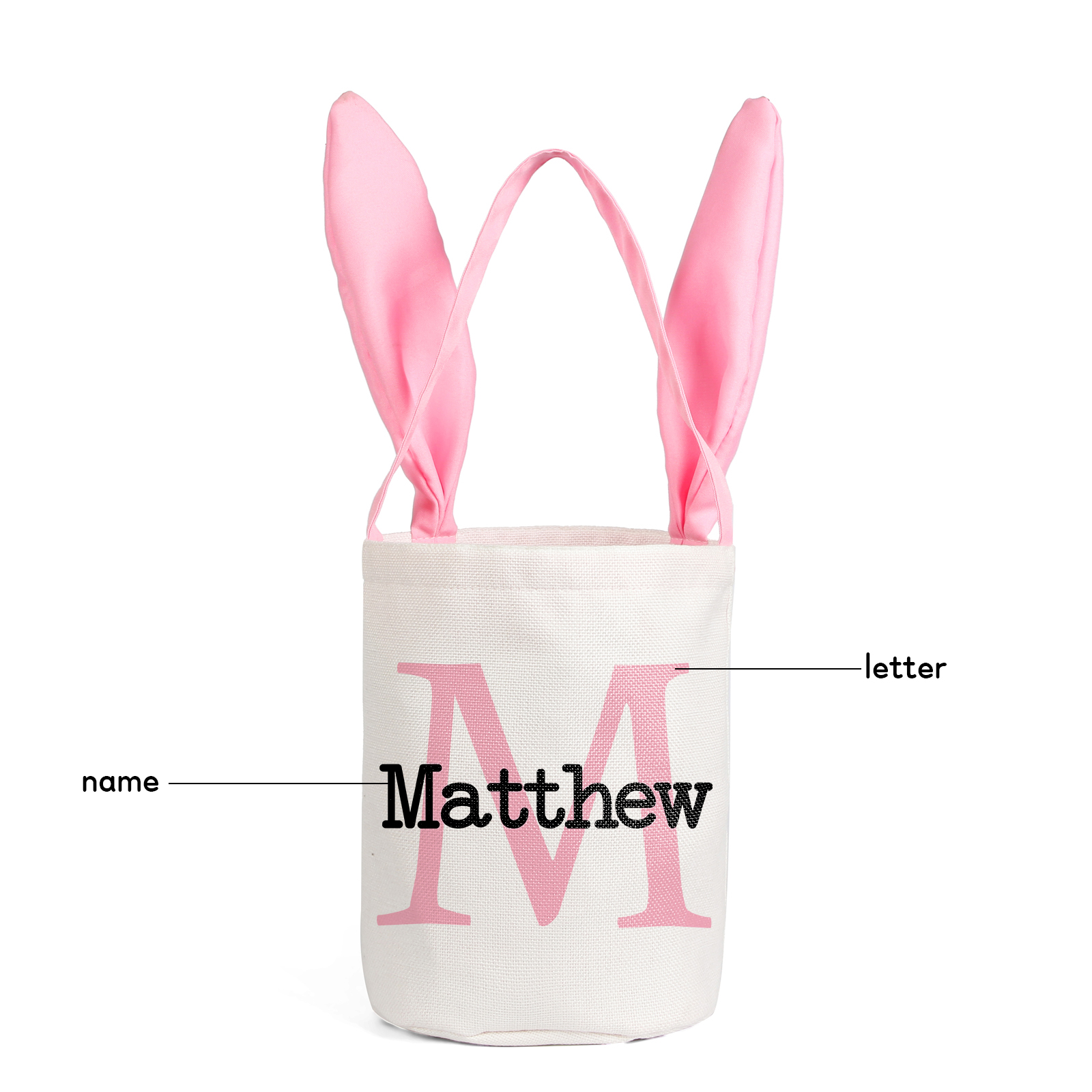 Easter Bunny Tote Bag Personalised Letter & Name Bucket Bag Bunny Basket Gifts For Kids-Jessemade AU