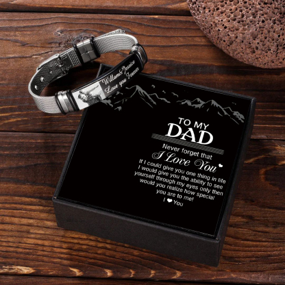 Personalised Men's Photo Bracelet Custom Photo ID Bar Watchband Bangle Gifts For Men-Jessemade AU