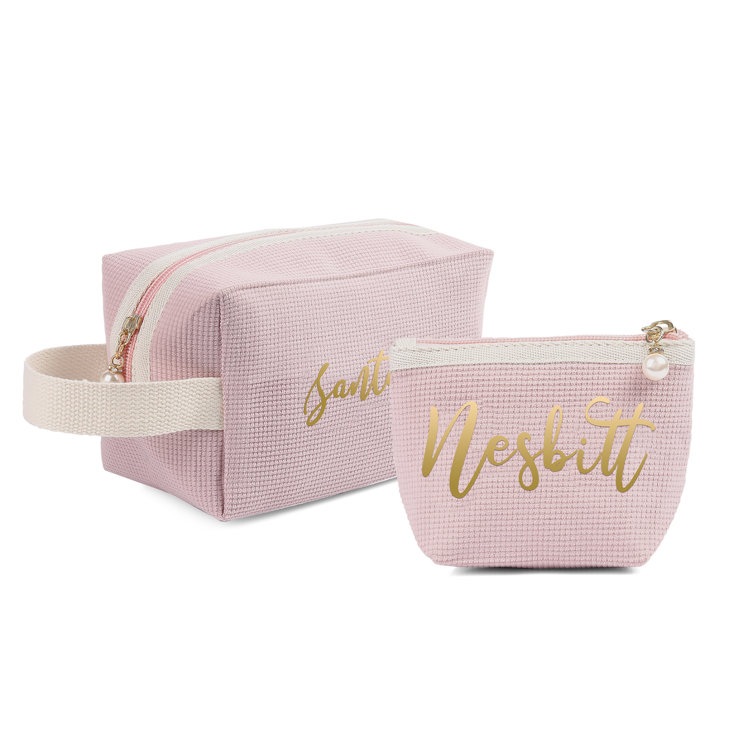 A Set Personalised Name Cosmetic Bag Custom Makeup Bag Zipper Storage Bag Gifts for Ladies Girls-Jessemade AU
