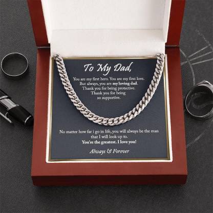 To My Dad Cuban Chain Necklace Stainless Steel Necklace Set Father's Day Gifts-Jessemade AU