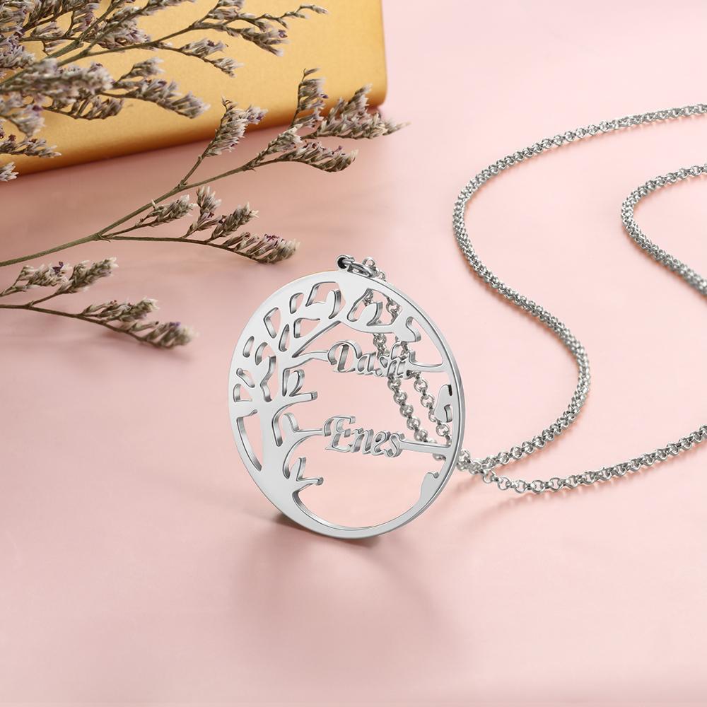 Family Tree Custom 2 Names Sterling Silver Tree Of Life-Jessemade AU